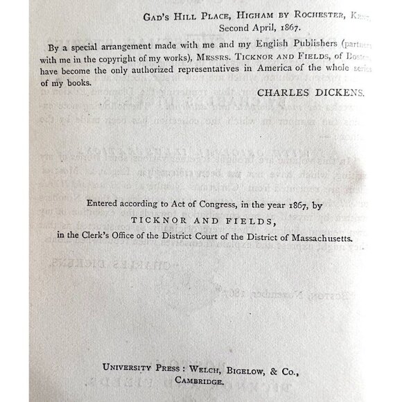 Charles Dickens Works Illustrated 1867 Victorian 1st Edition Authorized HC E54 - Picture 3 of 11